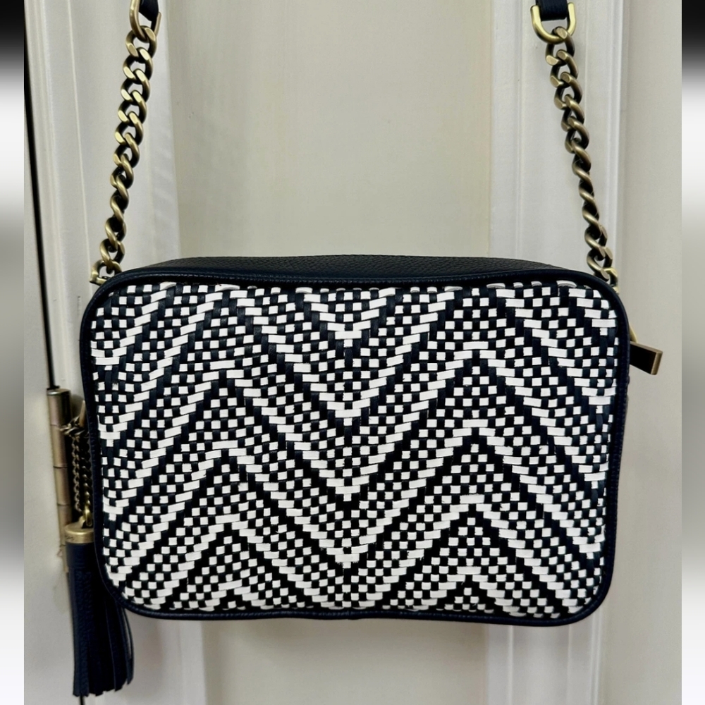 Michael Kors Ginny Medium Woven Leather Crossbody - Picture 7 of 8